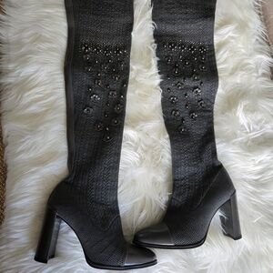 Stuart Weitzman Longlegs Embellished Sock Boots